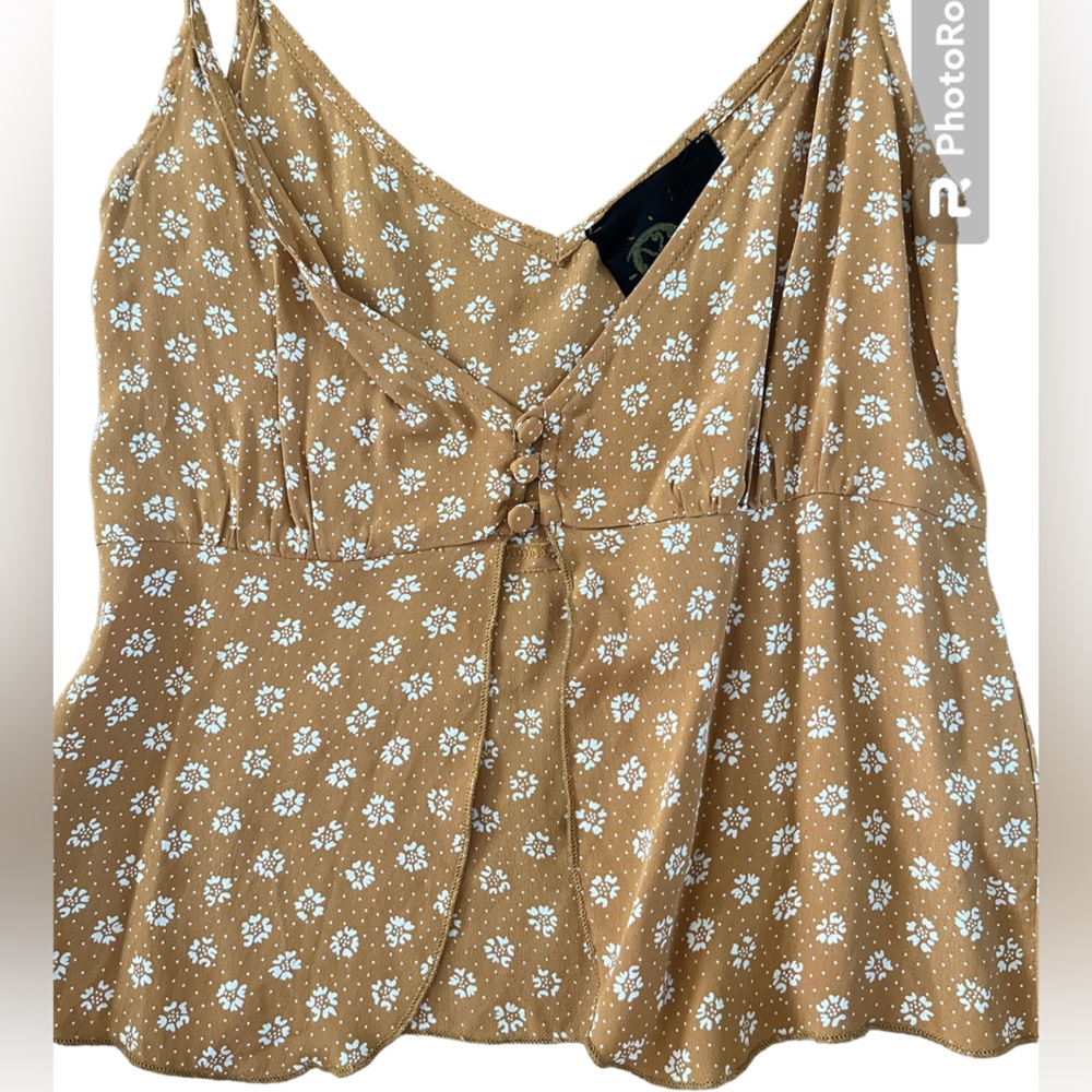 Blue Life by Planet Blue Tan Floral Tank - Size XS